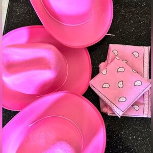 Pink Cowgirl  Hats and Bandanas Set x 6